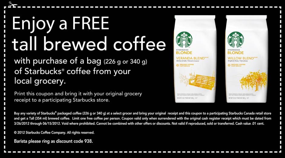 Starbucks Printable Coupon Get Free Brewed Coffee